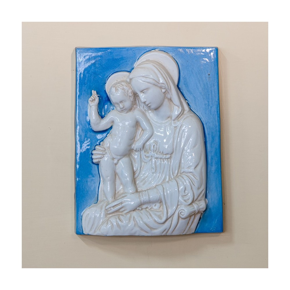 Enameled Colored Ceramic Madonna Boccadirio